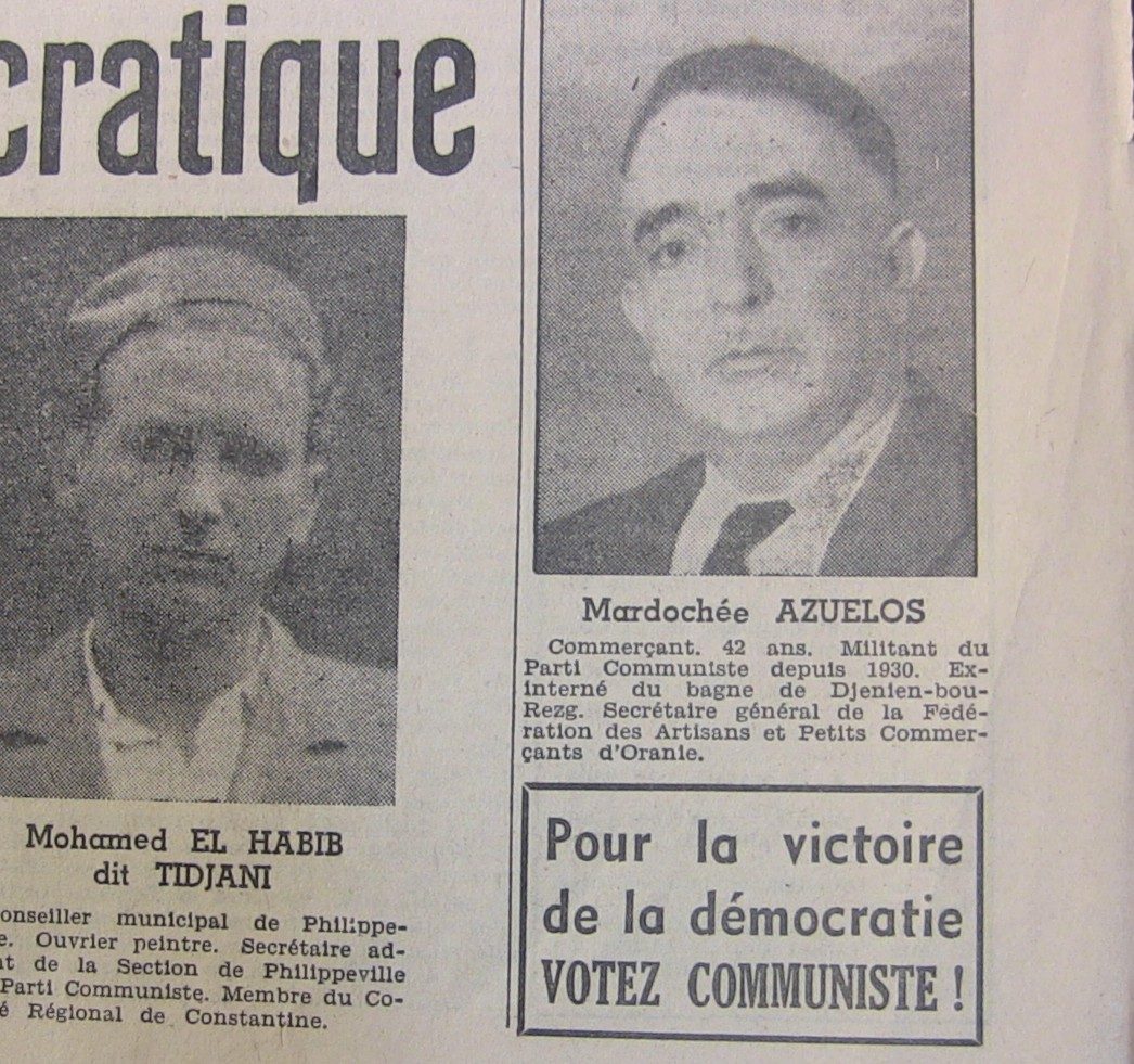 1947 — أزويلوس ماردوشي في جريدة "الحرية" (إنتخابات)