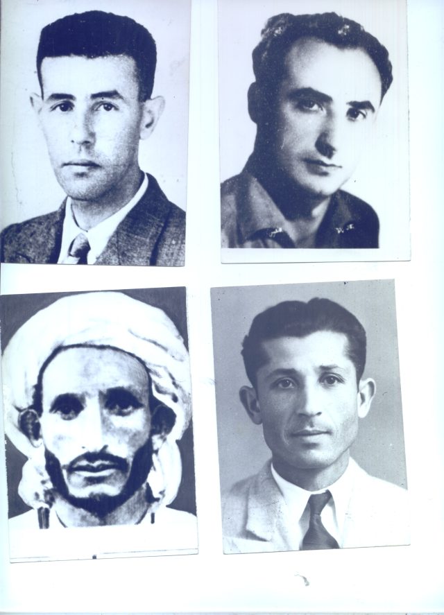 Martyrs communistes (à partir de la gauche, en haut, Laïd Lamrani et Henri Maillot. En bas,  Tahar Ghomri et Bouhali Taleb.