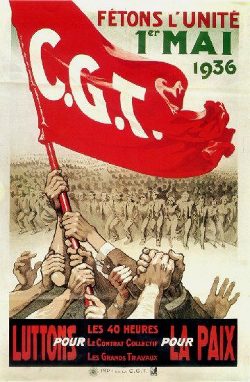 1936 — ملصق للكنفدرالية العامة للعمل (أول ماي)