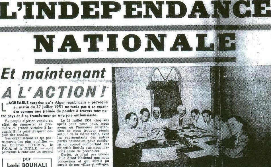 1951 — الجبهة الجزائرية للدفاع عن الحرية. بول كاباليرو الثالث على اليمين.
