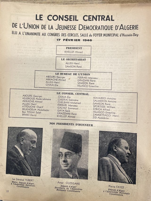 Thubert, Ouzegane et Fayet, présidents d'honneur de l'UJDA